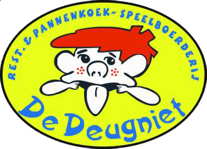 Logo van pannenkoek- en speelboerderij 'De Deugniet' in Borger